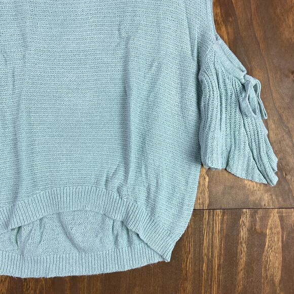Express Womens Sweater Blue 3/4 Bell Cut Out Sleeve Knitted High Low XSmall - Picture 5 of 12